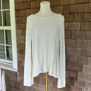 White House Black Market White Sweater with Silver Sequins